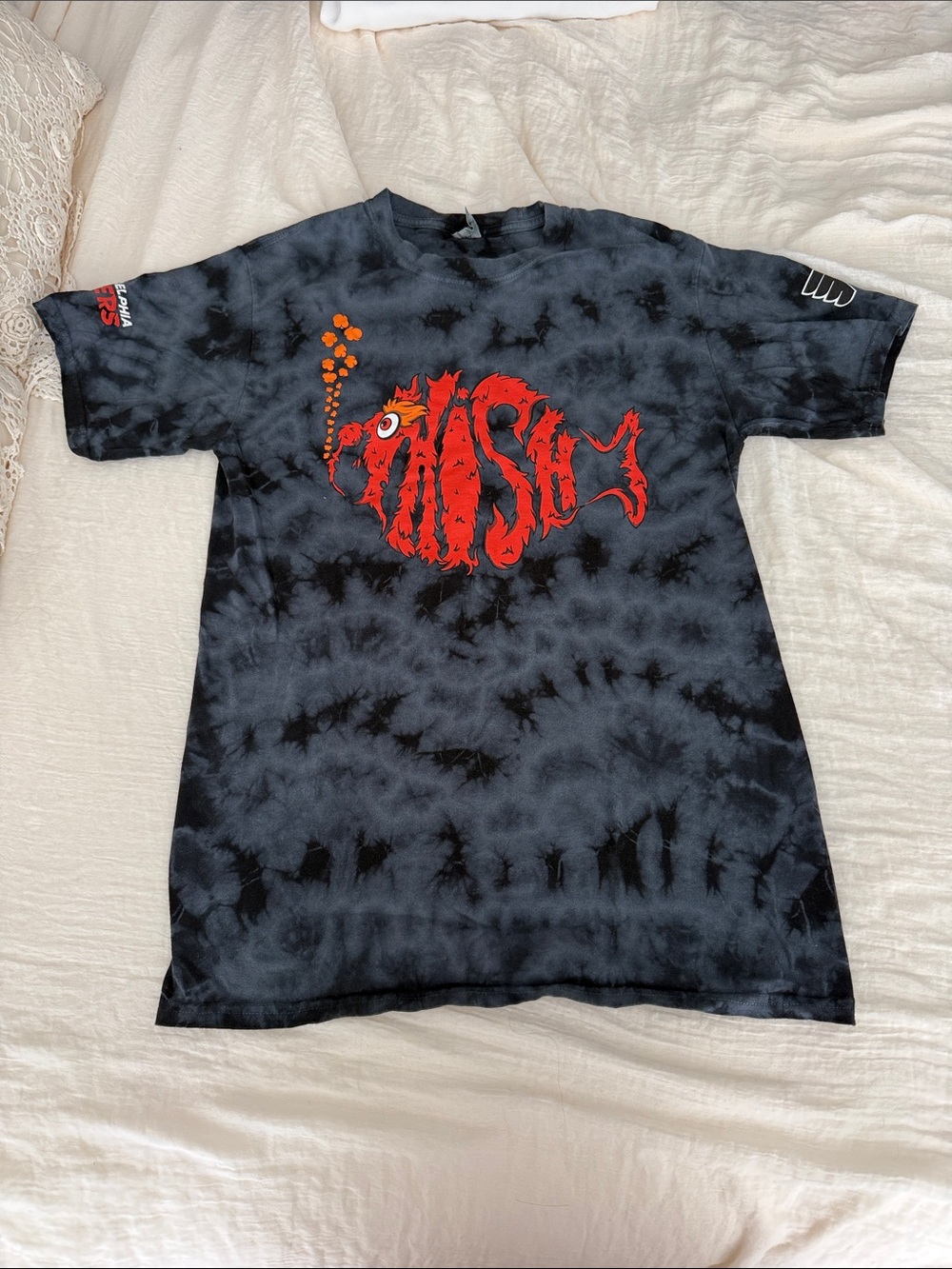Phish Flyers Black Tie-Dye Tee with Gritty Phish Graphic